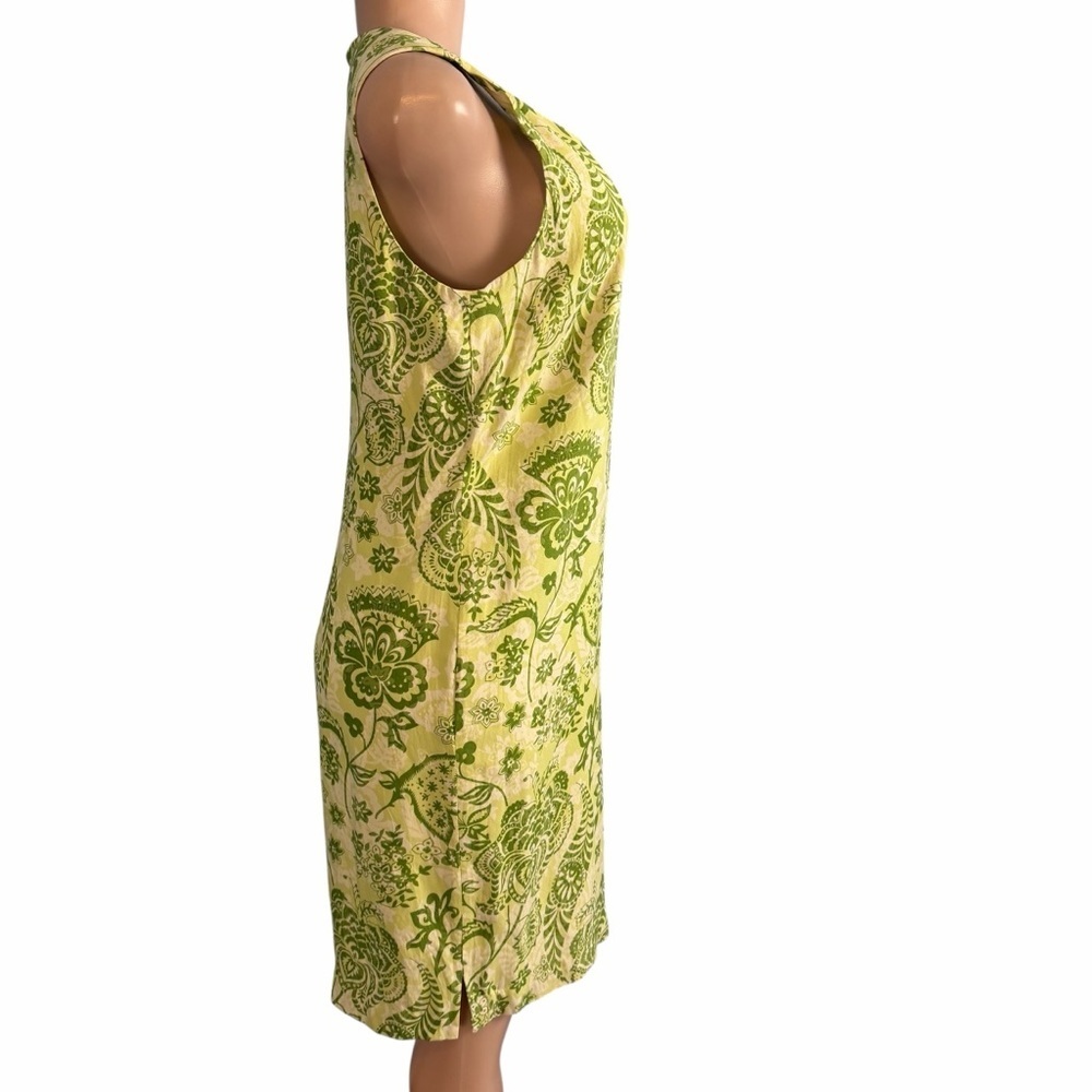 Charter Club Lime Green Silk Shift Dress Floral Print - Picture 6 of 9